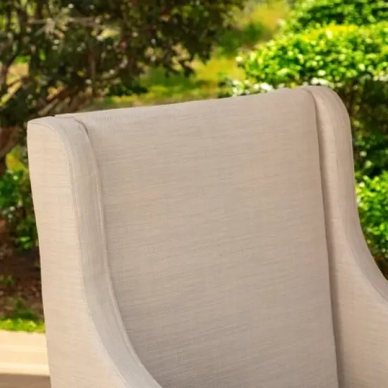 Captiva Designs 7pc Patio Dining Set Wood-look Rectangle Table & Cushioned Metal Chairs image {8}