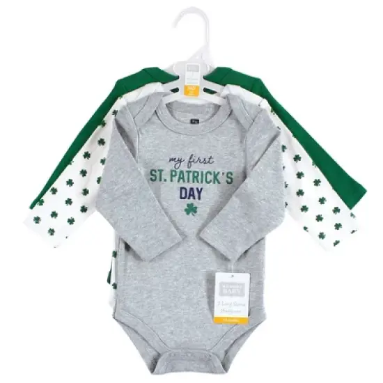 Hudson Baby Infant Boy Cotton Long-Sleeve Bodysuits, Cutest Clover image {1}