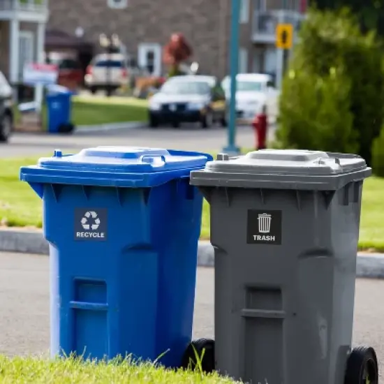 Avery Recycle and Trash Stickers, 4" x 4", Blue and Black, 8 Total image {3}