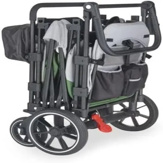 Larktale caravan - 200 lbs. Capacity, Double Seater Collapsible Wagon, All-Terrain Stroller Wagon for Kids and Babies - 2023 Version - Gray/Green image {3}