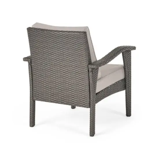 Keana 5pc Faux Rattan Club Chair & Fire Pit Chat Set - Christopher Knight Home image {5}
