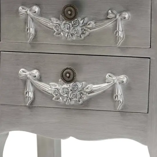 Eliya Brushed Wood 2 Drawer Nightstand Silver - Baxton Studio image {5}
