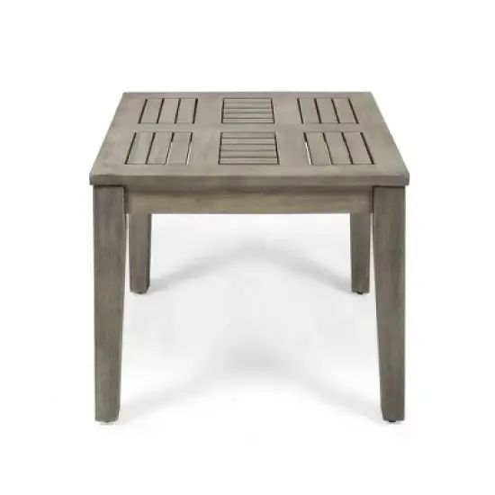 NAYSAYE Patio End Table Transitional Acacia Wood Side Table with Low Profile for Small Spaces, Gray, 20"*20"*15.75" image {5}