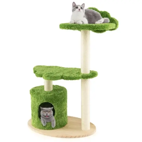Tangkula 38" Cute Cat Tree Cat Condo Furniture w/ Fully Wrapped Sisal Scratching Posts image {9}
