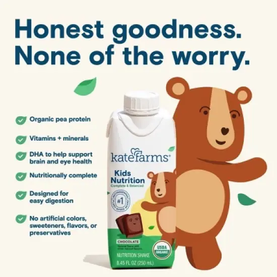 Kate Farms Kids' Nutrition Chocolate Shake - 8.45oz/4pk image {2}