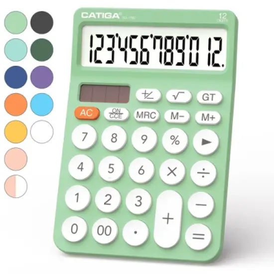 CATIGA 12-Digit Desktop Calculator, Large LCD, Big Buttons, Solar & Battery Dual Power, Standard Functions for Office, Home, School - SD-1292 image {13}