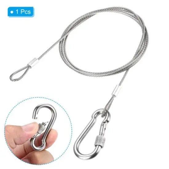 Unique Bargains Stainless Steel Luggage Lighting Travel Snap Hook Locking Cables Silver image {2}