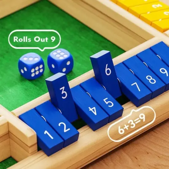 Dice Game,2-4 Player Family Wooden Board Table Math Games for Adults and Kids, 8 Dices Classics Tabletop Version Games for Classroom,Home,Party or Pub image {3}