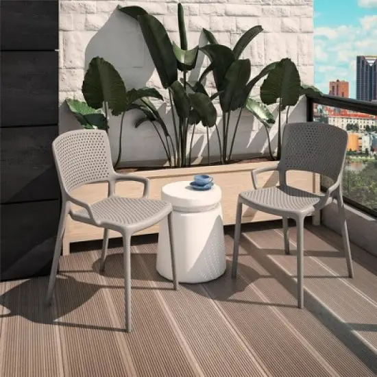 2pk Indoor/Outdoor Stacking Resin Chairs with Square Back & Arms - Room & Joy
 image {2}