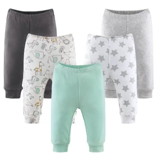 The Peanutshell Safari 5-Pack Baby Pants in Gray/Light Green image {11}