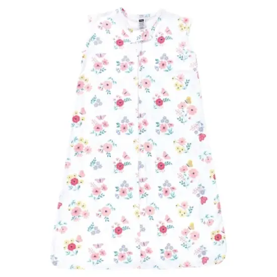 Hudson Baby Infant Girl Cotton Sleeveless Wearable Sleeping Bag, Sack, Blanket, Butterfly Floral image {2}