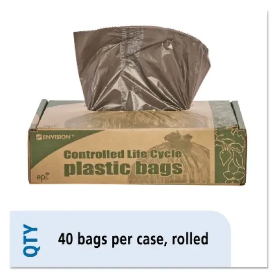 Stout by Envision Controlled Life-Cycle Plastic Trash Bags, 39 gal, 1.1 mil, 33" x 44", Brown, 40/Box image {11}