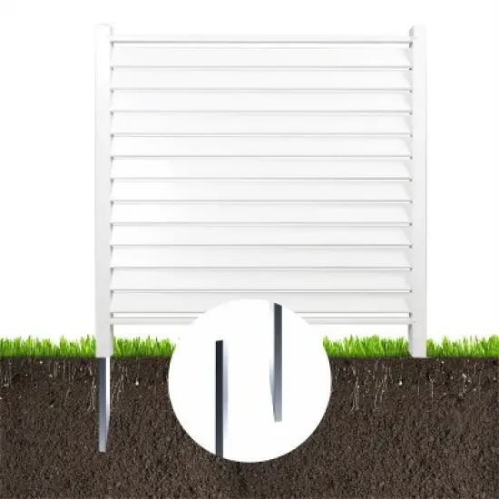 Lirago Horizontal Stripe Vinyl Privacy Fence Panel 48 x 48 in. White image {3}