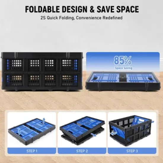 Collapsible Plastic Crate, Foldable Storage Basket, Stackable Utility Crate with Handle, Milk Crate image {1}