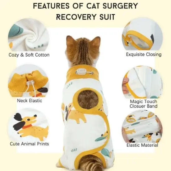 Cat Surgery Recovery Suit Female Male Soft Onesie, Abdominal Wounds Anti-Licking Pajama for Small Pets, Kitten Surgical Collar Cone Alternative Shirt image {3}