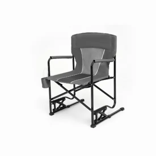 DOMETOUR Freestyle Rocker Camping Chair, Portable Folding Rocking Chair with Armrests, Drink Holder & Comfortable Backrest - Grey image {8}