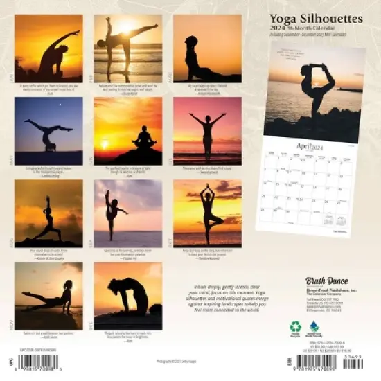 Brush Dance 2024 Wall Calendar 12"x12" Yoga Silhouettes image {1}