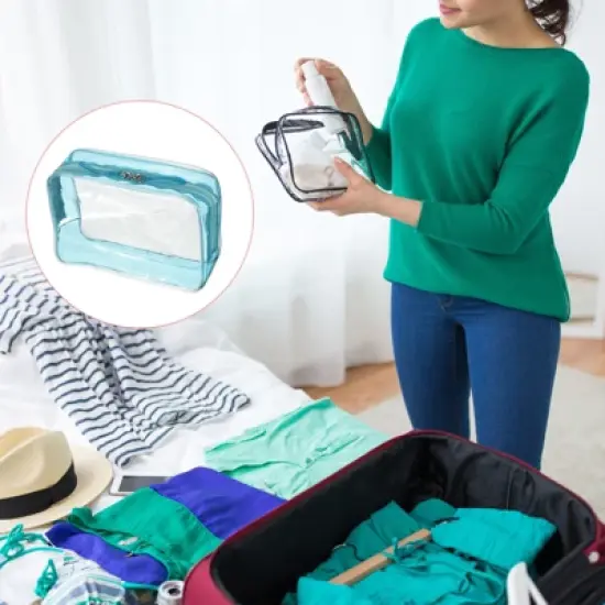 Unique Bargains Travel PVC Toiletry Bags Cosmetic Bags with Zipper for Home Storage and Travel image {2}