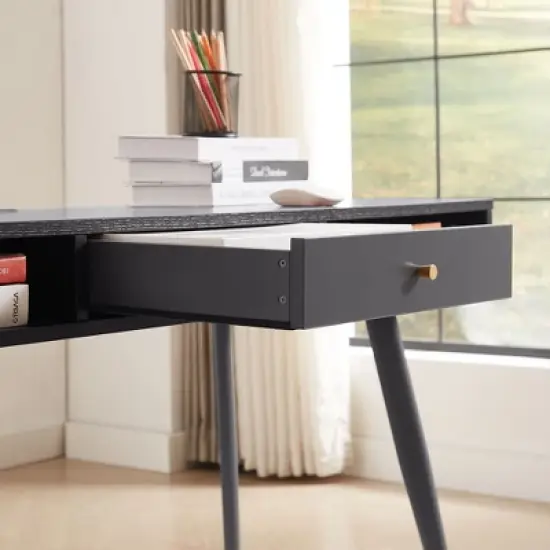 Sapphtopaz Mid Century Modern Home Office Desks Computer Desk with Drawers Writing Desk Gaming Desk Office Desk Vanity Table for Home Office image {6}