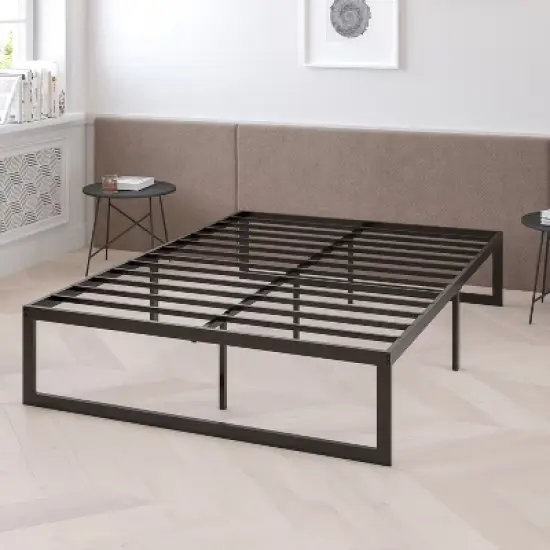 Emma and Oliver 14" Platform Bed Frame & 12" Mattress in a Box - No Box Spring Required image {4}