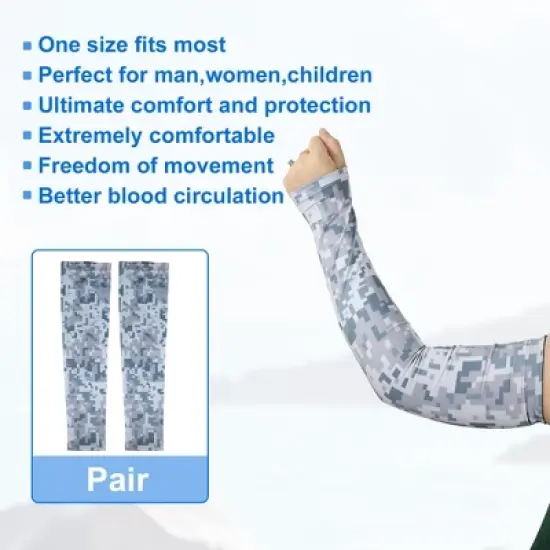 Unique Bargains Basketball Sports Camouflage Cooling Arm Elbow Compression Sleeve Gray White 1 Pair image {4}