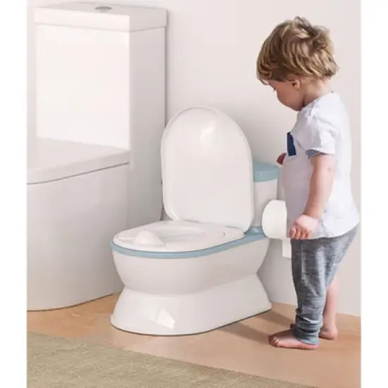 BabyBond 2-in-1 Toddler Potty Training Toilet - Large Chair & Detachable Seat for Boys & Girls 1-3 yrs - Flushing Sound, Wipes Storage, Blue image {4}