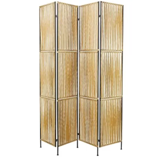 Natural Rattan Room Divider Screen Light Brown - Novogratz image {3}