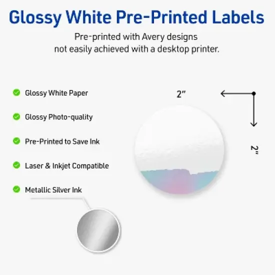 Avery Round Labels, Watercolors Design, 2" Diameter, 120ct image {1}