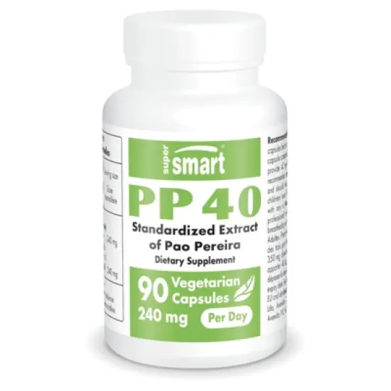 SuperSmart PP40 Pao Pereira 240mg per Day (Well-Tolerated) - Rare Alkaloids Content - Natural Extract | Non-GMO & Gluten Free - 90 Vegetarian Capsules image {1}