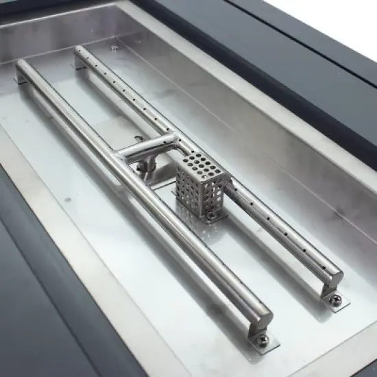 Courtyard Casual Santa Fe 5 pc Rectangle Fire Pit Set with Sling Reclining Chairs  Includes One Rectangle Fire Pit and Four Sling Reclining Chairs image {2}