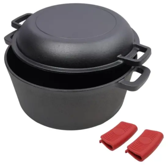 SEVOBAL Grill Cookware 2 in 1 Outdoor Oven with Skillet Lid for Versatile Cooking and Campfire Use Area, Black, 12.5"*10.2"*6.2" image {5}