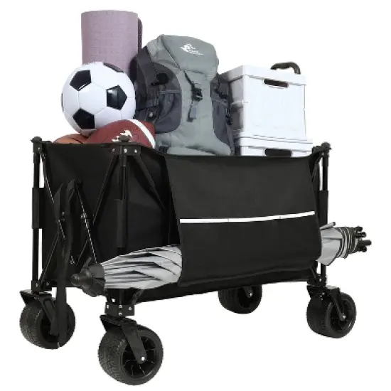 480Lbs Collapsible Wagon with Canopy,Wagon Stroller with 7" All-Terrain Wheels, Lightweight Foldable Wagon, Large Capacity with mosquito net image {12}