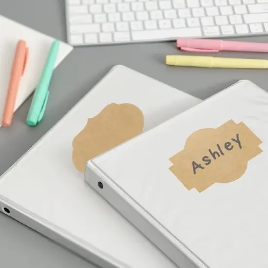 Wrapables Kraft Paper Sticker Labels for Lids, Mason Jars, Bottles, Homemade Products, Gift Wrapping, Parties, (300pcs) Fancy Frame image {2}