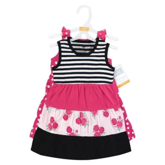 Hudson Baby Infant and Toddler Girl Cotton Dresses, Pink Black Roses image {1}