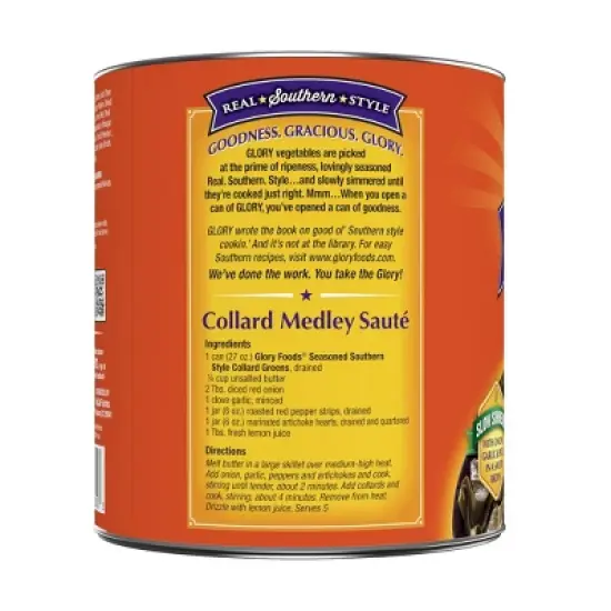 Glory Gluten Free Foods Seasoned Southern Style Collard Greens 27oz image {2}