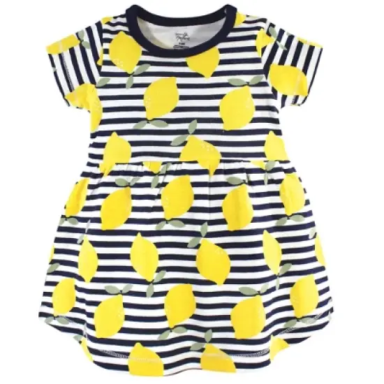 Touched by Nature Baby and Toddler Girl Organic Cotton Dress and Cardigan 2pc Set, Lemons image {3}