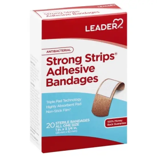 Leader Antibacterial Strong Strips All One Size Adhesive Bandages 20 ea image {7}