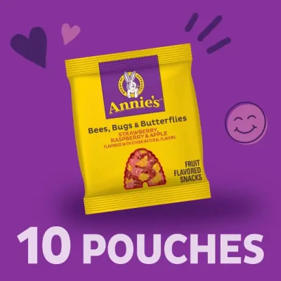 Annie's Organic Bees, Bugs & Butterflies Strawberry, Raspberry & Apple Fruit Snacks - 7oz/10ct image {7}