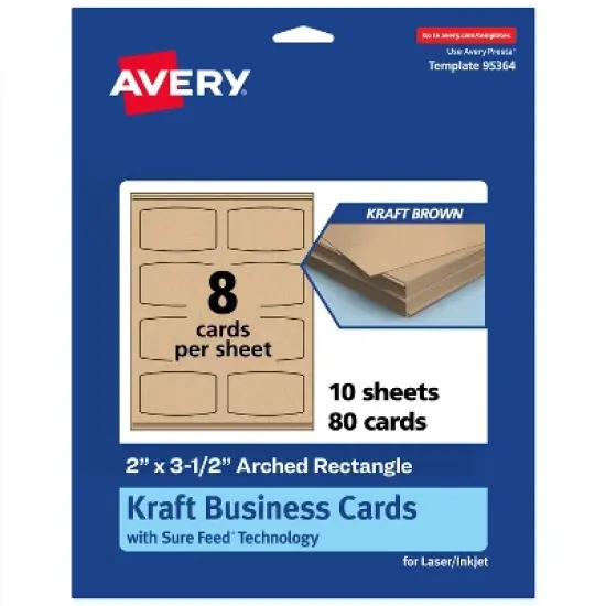 Avery Arched Business Cards, 2" x 3-1/2", Kraft Brown, 80 Total image {9}