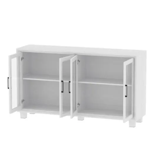 Famapy Modern Minimalist Kitchen Pantry with Glass Doors,Buffet Sideboard Cabinet,Large-Capacity Zoned Storage,Multi-use for Dish & Food Storage image {11}