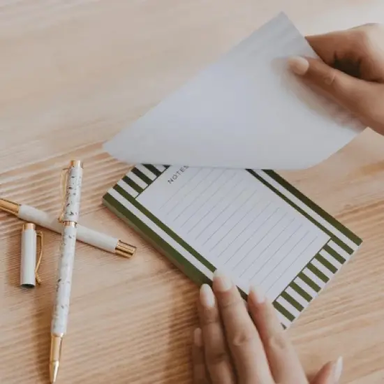 Sweet Water Decor Green Stripes Tear Off Notepad image {1}