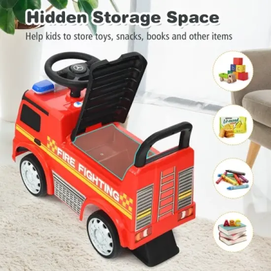 Costway Kids Ride On Fire Engine Licensed Mercedes Benz Push and Ride Racer Red image {7}