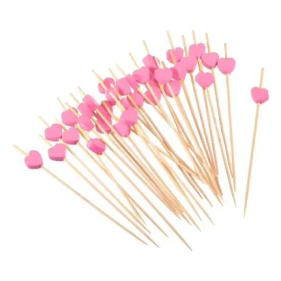 Unique Bargains Decorative Drinks Appetizer Bamboo Heart Cocktail Toothpicks 100 Pcs image {5}