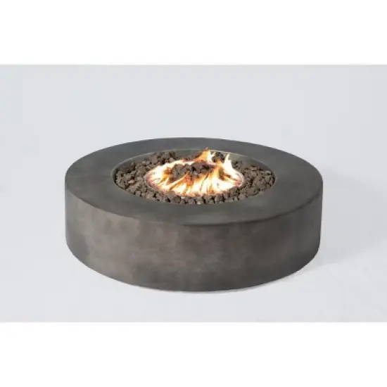 12" H Fibre Reinforced Concrete Round Outdoor Fire Pit Table with Hidden Tank Compartment image {2}