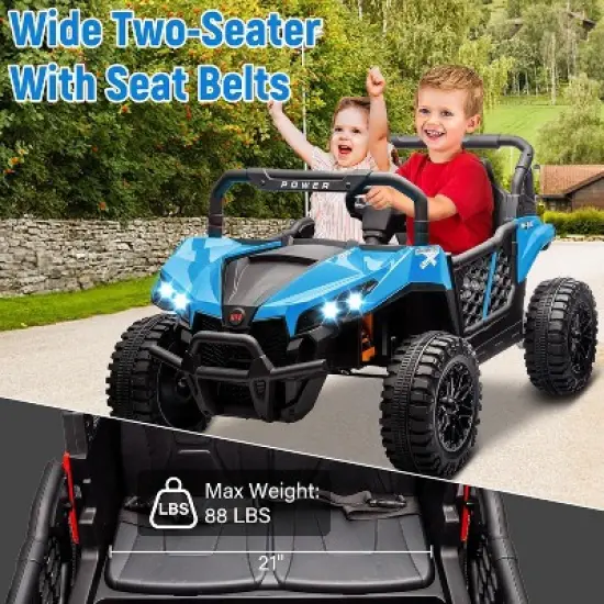 Garvee 24V Ride On UTV for Big Kids, 2 Seater Electric Car with Remote Control, LED Lights, Shock Absorbers, Storage, Ride On Toy for Kids image {4}