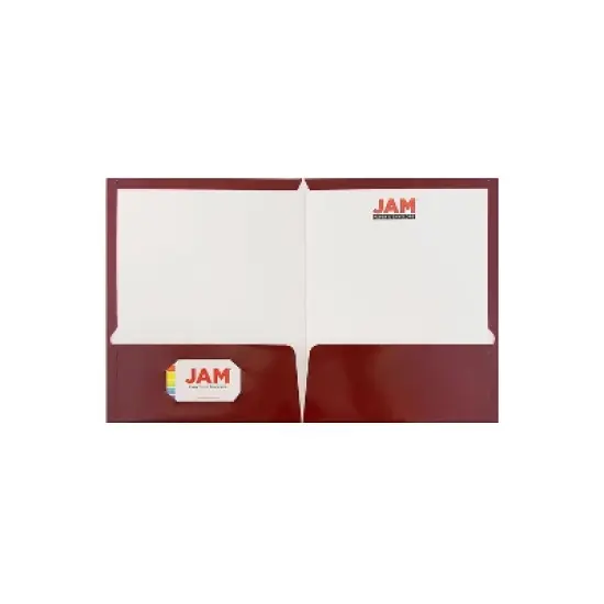 JAM Paper Glossy 2-Pocket Presentation Folder Maroon Burgundy 100/Box (V0312403B)  image {2}