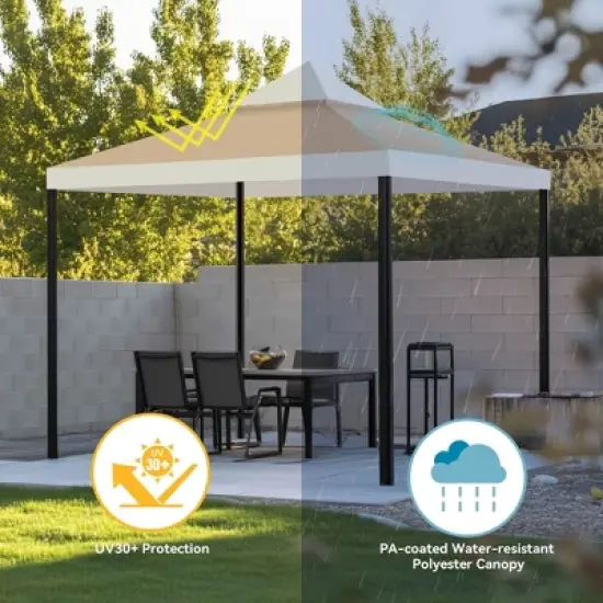 Yescom 10x10Ft UV30+ Gazebo Replacement Top for 2 Tier Outdoor Canopy Cover Patio Backyard Party Deck Ivory+Sand Beige/Khaki image {5}