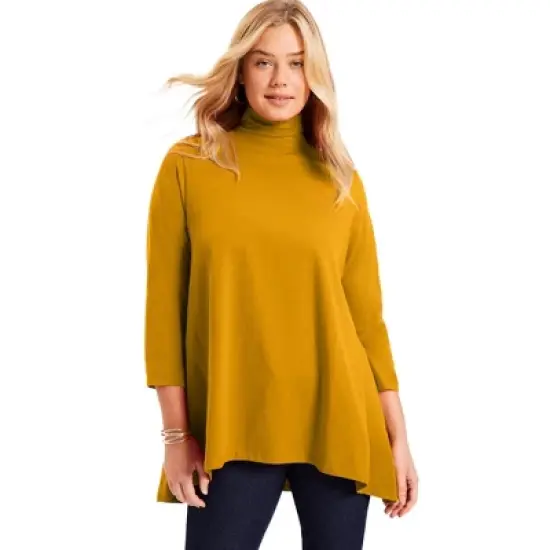 June + Vie by Roaman's Women&rsquo;s Plus Size One+Only Mock-Neck Tunic image {3}