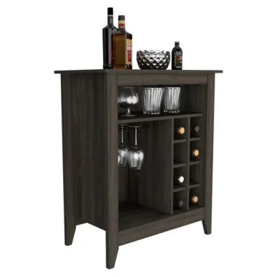 Gulches Carbon Espresso Bar Cabinet: Stylish Storage & Wine Rack image {1}