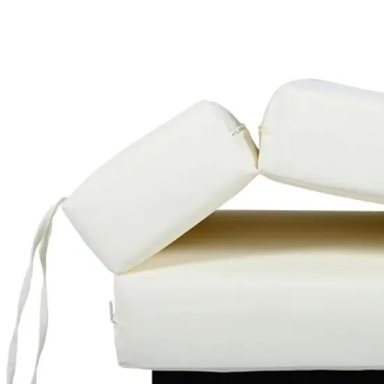 FIONECA Outdoor Rattan Daybed with Adjustable Backrest and Cushions, Black Frame & Beige Fabric image {15}